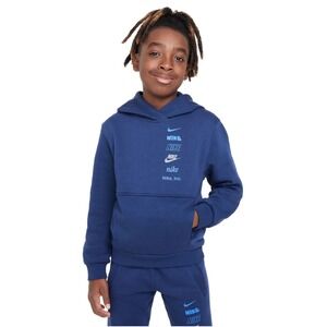 Kids Nike Blue‎ Logo Hoodie Sweatshirt Size S
